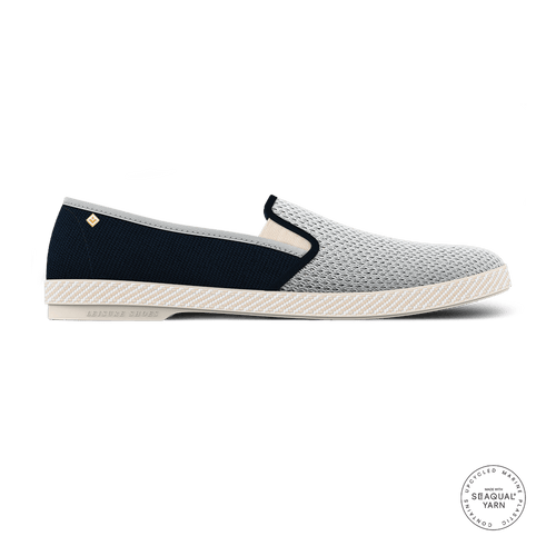Rivieras Shoes Classic Canvas & Mesh Slip on Loafer in Navy and Light Blue 9213 Mocassin handmade in Spain.