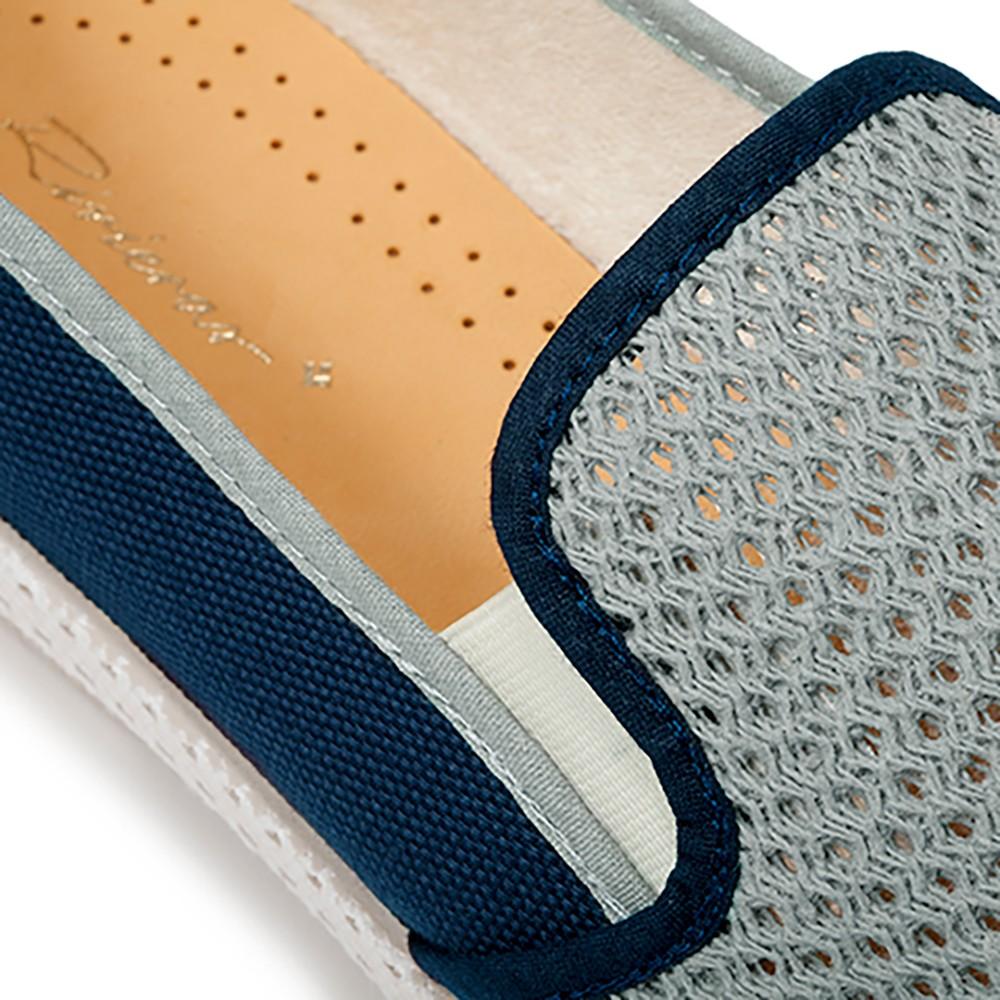 Rivieras Shoes Classic Canvas & Mesh Slip on Loafer in Navy and Light Blue 9213 Mocassin handmade in Spain.
