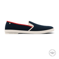 Rivieras Shoes Classic Canvas & Mesh Slip on Loafer in Navy with White and Blue Trim 9226 Mocassin handmade in Spain.