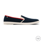 Rivieras Shoes Classic Canvas & Mesh Slip on Loafer in Navy with White and Blue Trim 9226 Mocassin handmade in Spain.