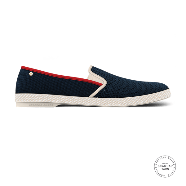 Classic Canvas & Mesh Slip on Loafer in Navy with White and  display picture 1