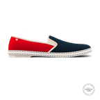 Rivieras Shoes Classic Canvas & Mesh Slip - On Loafer in Red White & Blue 9999 Mocassin handmade in Spain.
