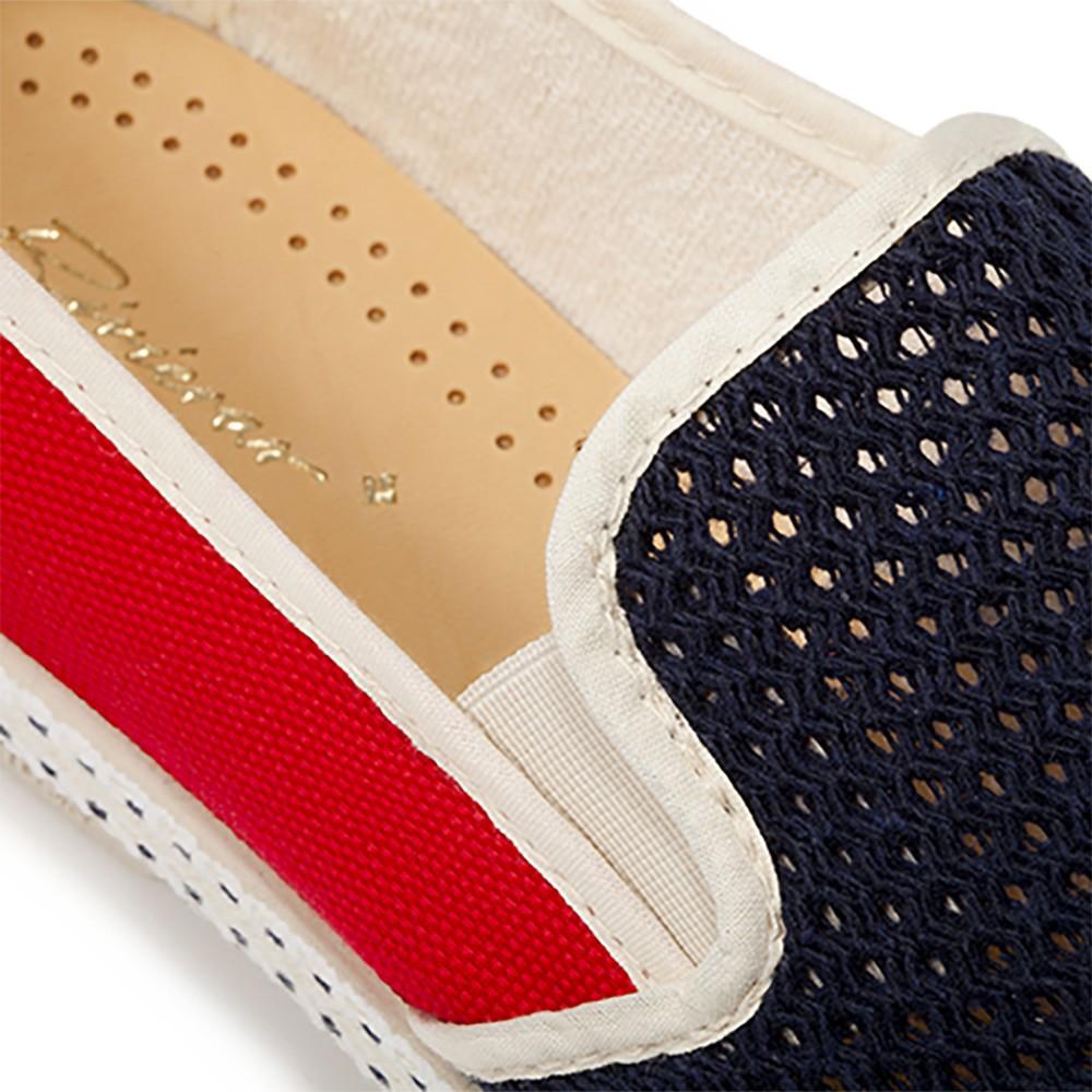 Rivieras Shoes Classic Canvas & Mesh Slip - On Loafer in Red White & Blue 9999 Mocassin handmade in Spain.