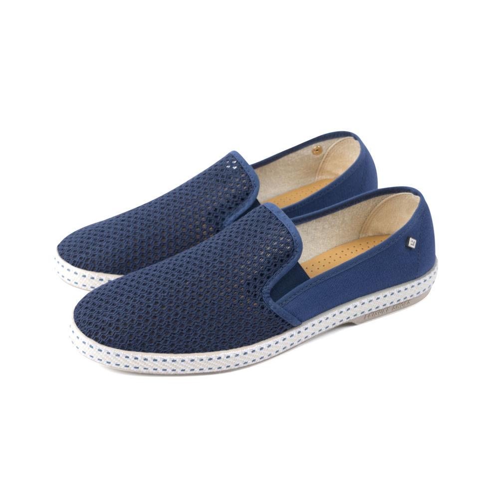 Rivieras Shoes Classic Canvas & Mesh Slip - On Loafer in Working Blue 2014 Mocassin handmade in Spain.