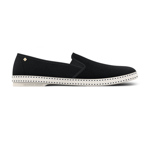 Rivieras Shoes Classic Cotton Canvas Slip - On Loafer Black 1001 Mocassin handmade in Spain.