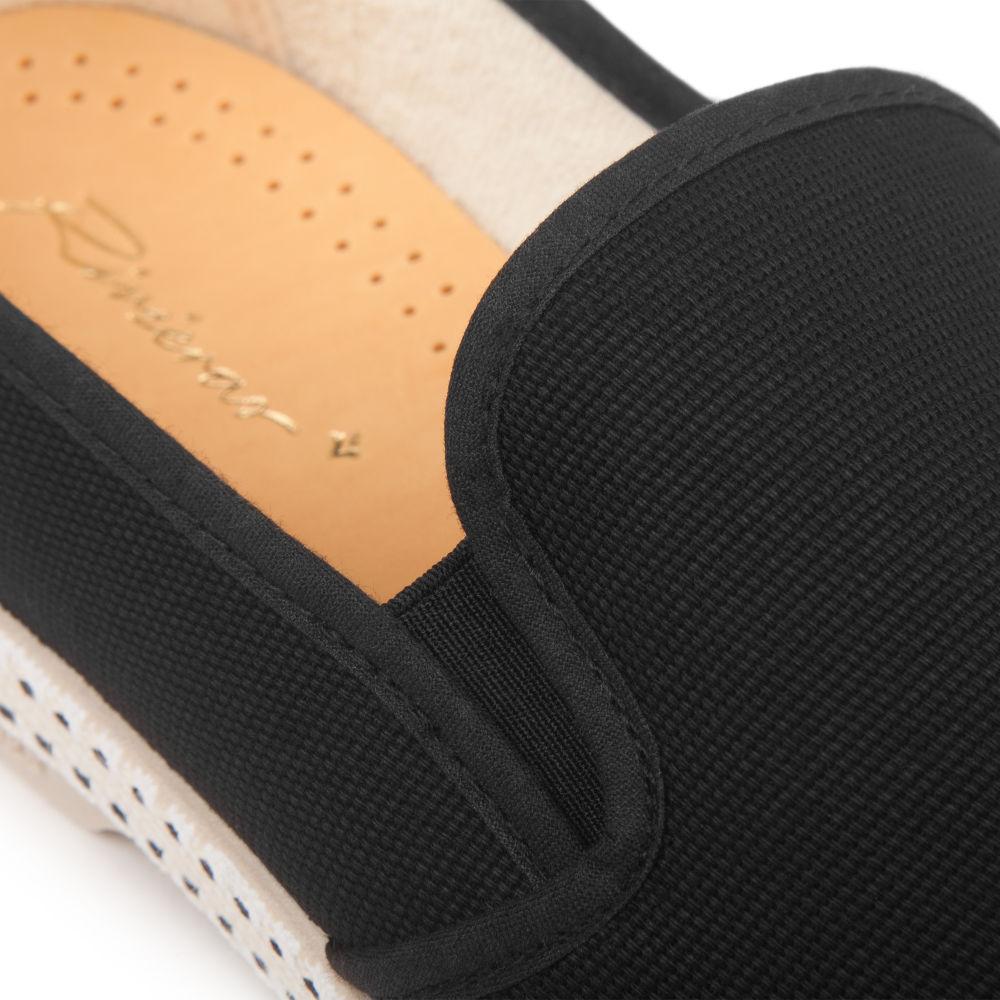 Rivieras Shoes Classic Cotton Canvas Slip - On Loafer Black 1001 Mocassin handmade in Spain.