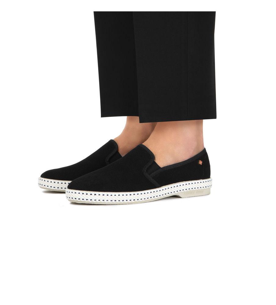 Rivieras Shoes Classic Cotton Canvas Slip - On Loafer Black 1001 Mocassin handmade in Spain.
