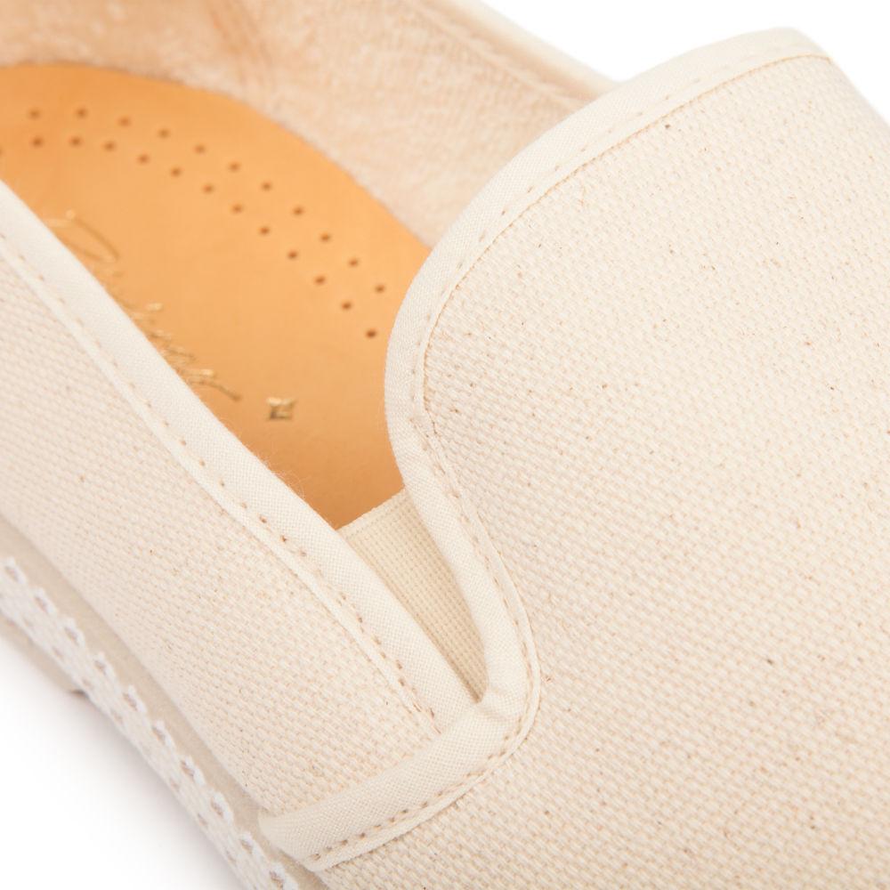 Rivieras Shoes Classic Cotton Canvas Slip - On Loafer in Beige 1002 Mocassin handmade in Spain.
