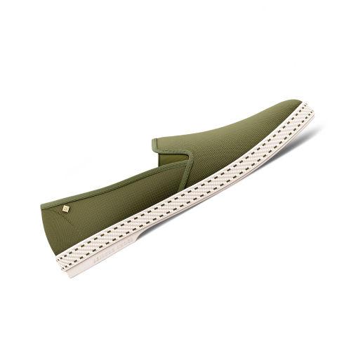 Rivieras Shoes Classic Cotton Canvas Slip - On Loafer in Light Army Green 1011 Mocassin handmade in Spain.