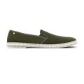 Rivieras Shoes Classic Cotton Canvas Slip - On Loafer in Light Army Green 1011 Mocassin handmade in Spain.