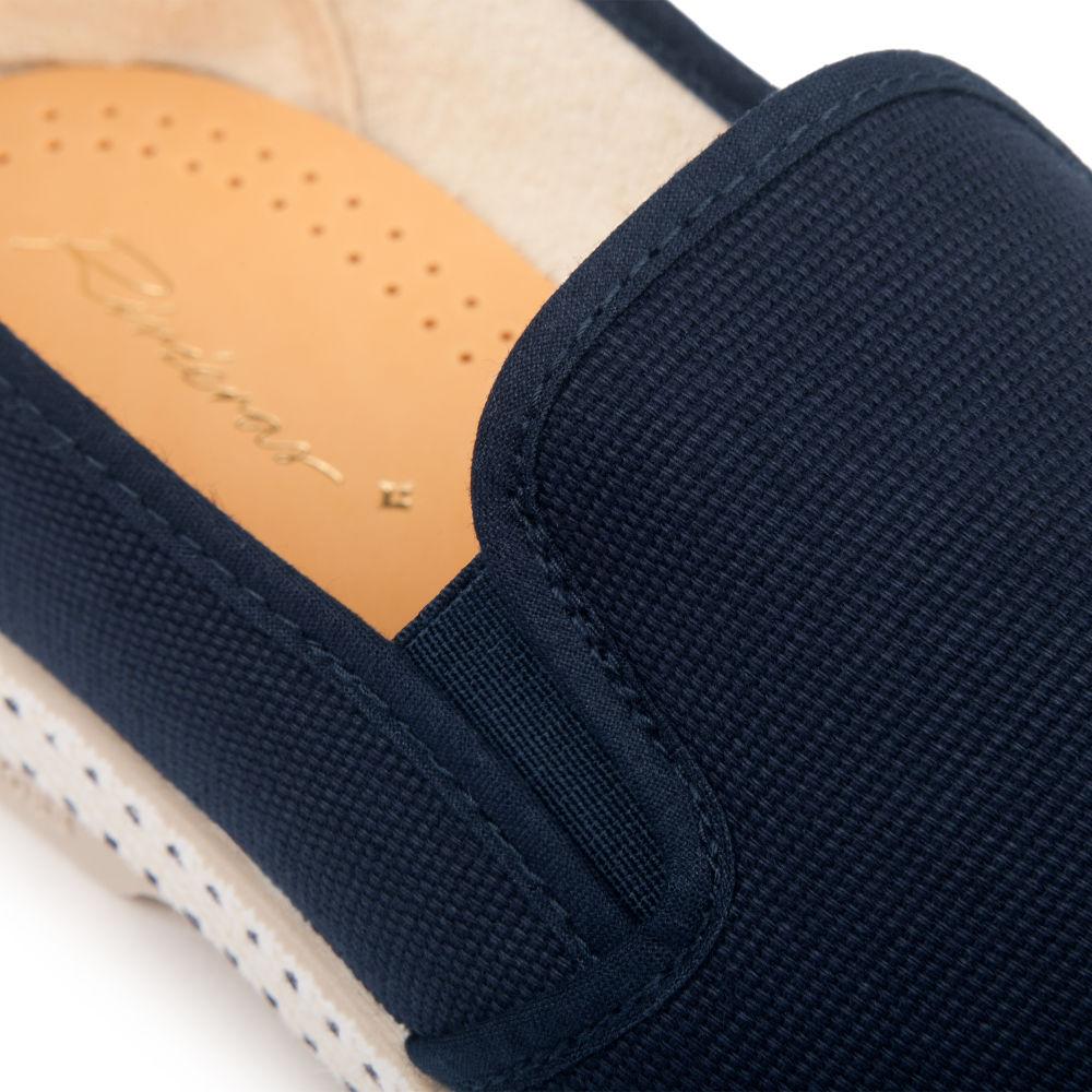 Rivieras Shoes Classic Cotton Canvas Slip - On Loafer Navy 1004 Mocassin handmade in Spain.