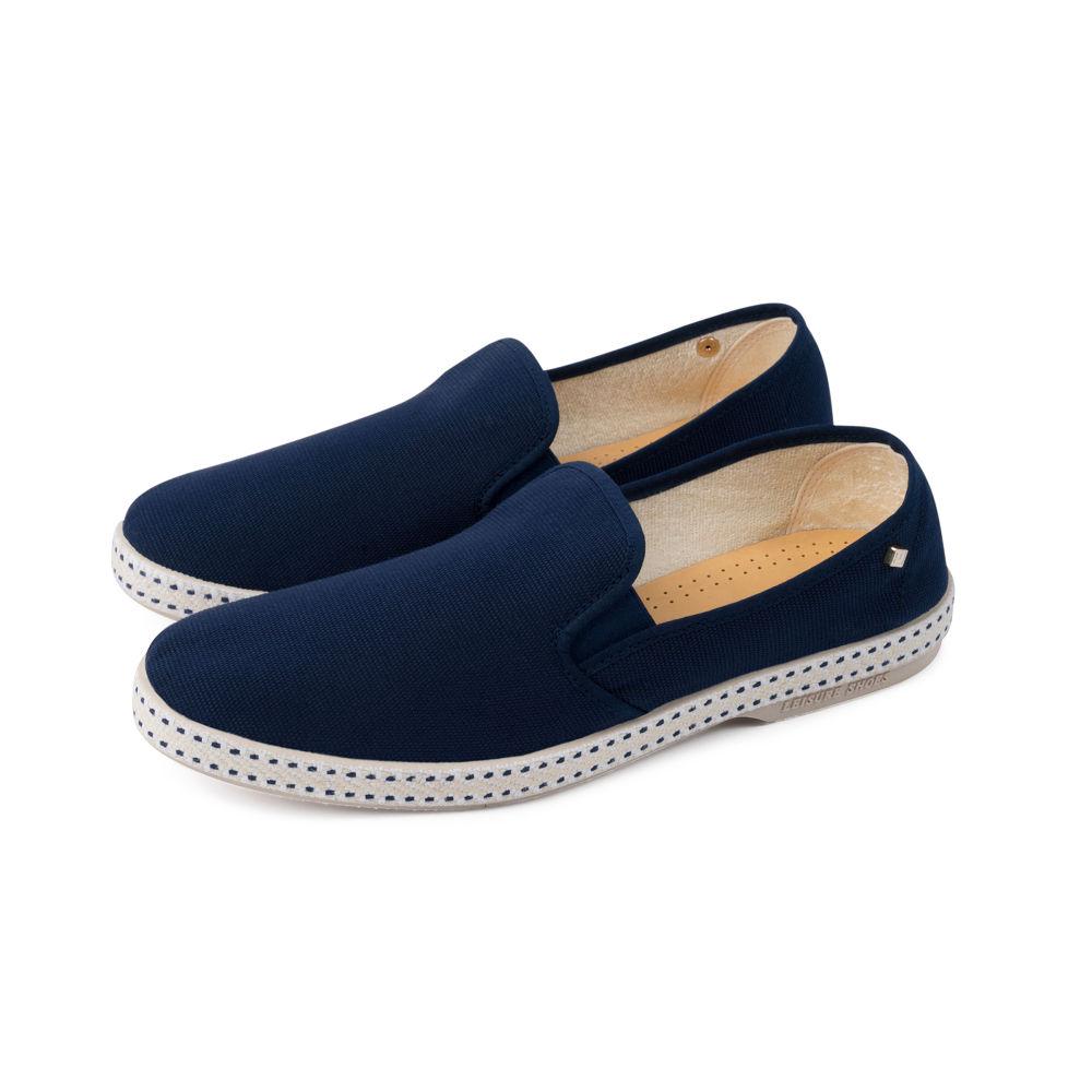 Rivieras Shoes Classic Cotton Canvas Slip - On Loafer Navy 1004 Mocassin handmade in Spain.