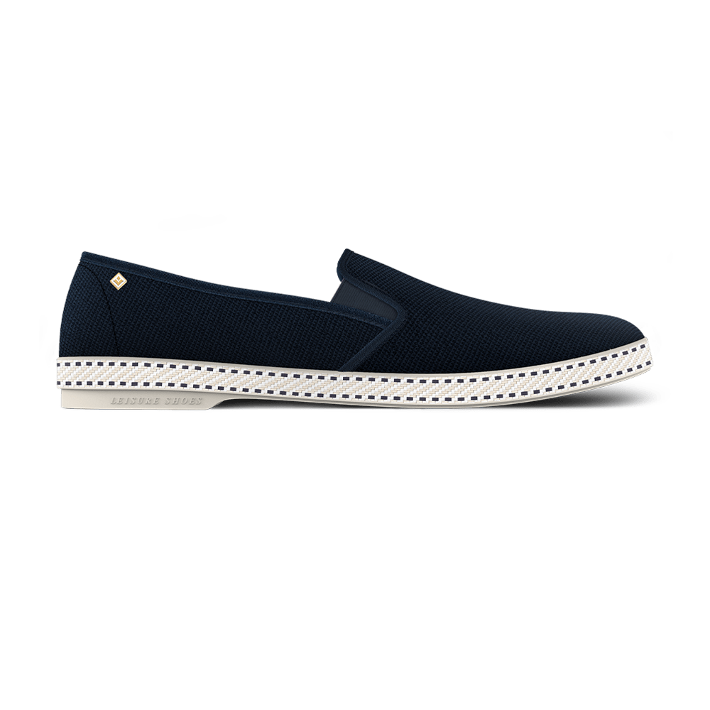 Rivieras Shoes Classic Cotton Canvas Slip - On Loafer Navy 1004 Mocassin handmade in Spain.