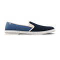 Rivieras Shoes Classic Match Cotton Cavas & Mesh in Light Blue & Navy 9249 Mocassin handmade in Spain.