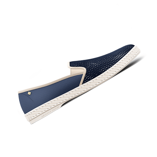 Rivieras Shoes Classic Match Cotton Cavas & Mesh in Light Blue & Navy 9249 Mocassin handmade in Spain.
