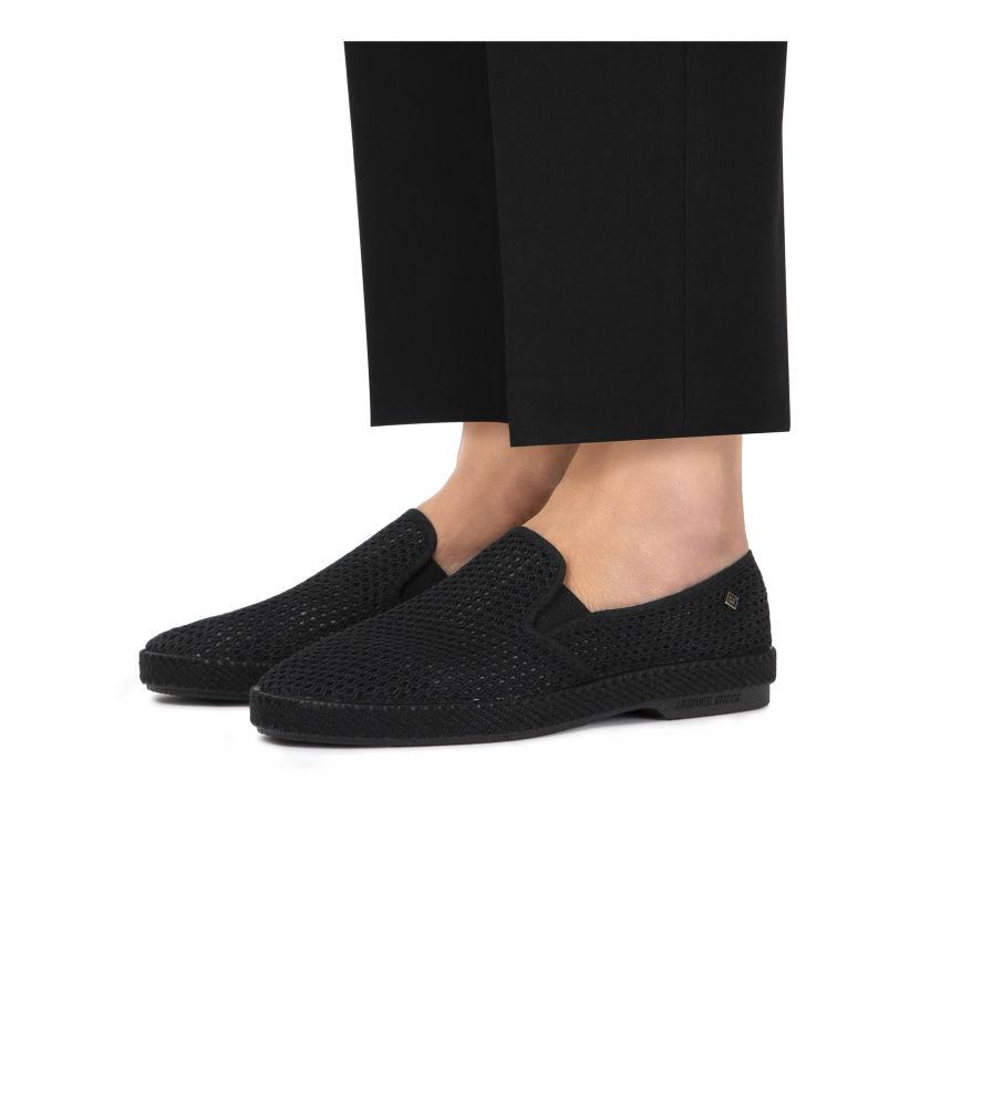 Rivieras Shoes Classic Mesh Slip - On Loafer Black 3201 Mocassin handmade in Spain.
