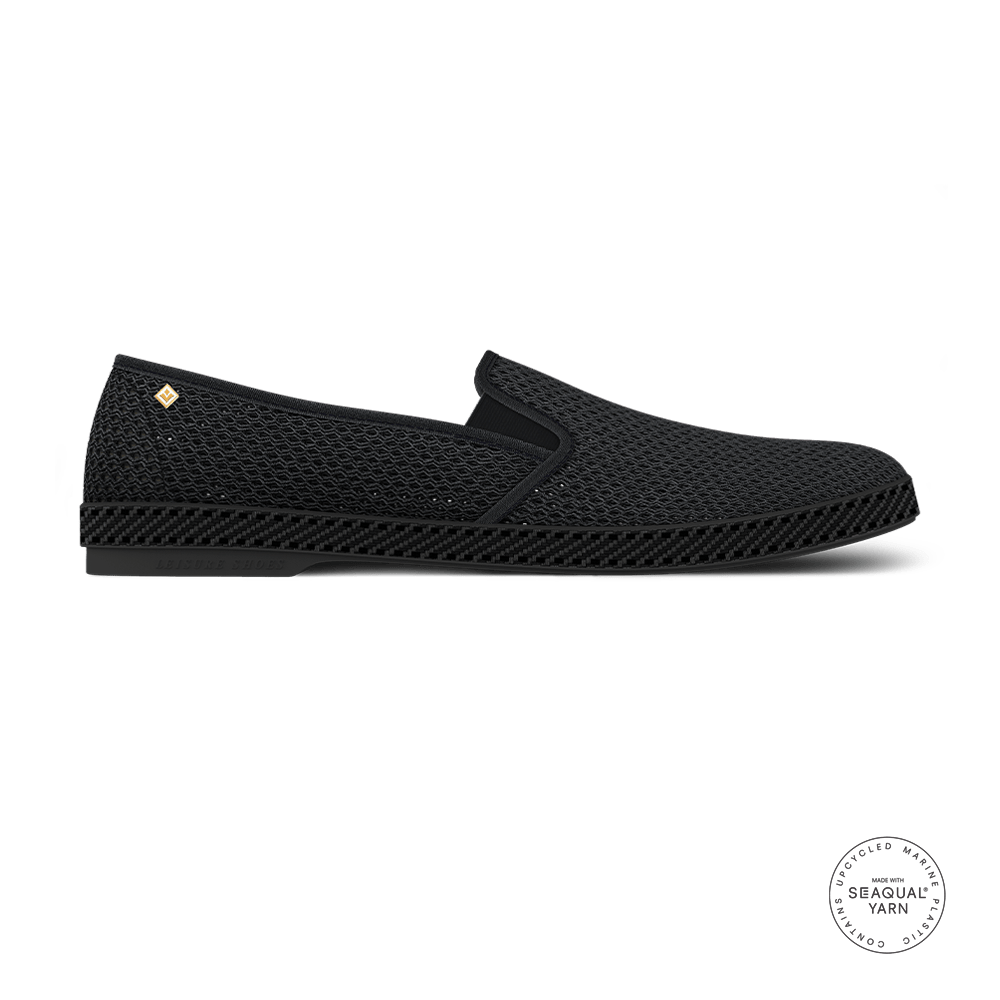 Rivieras Shoes Classic Mesh Slip - On Loafer Black 3201 Mocassin handmade in Spain.
