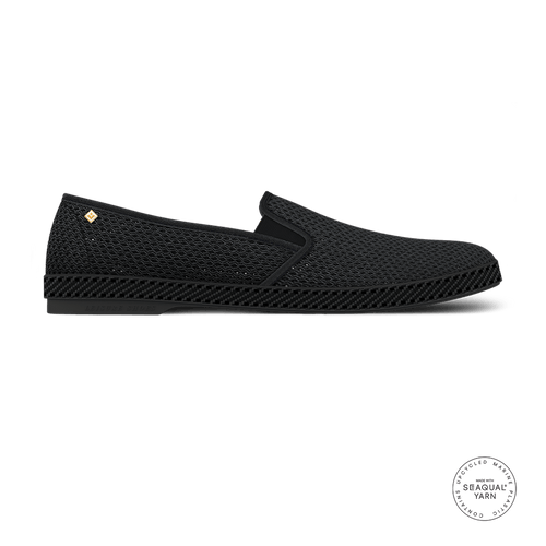 Rivieras Shoes Classic Mesh Slip - On Loafer Black 3201 Mocassin handmade in Spain.
