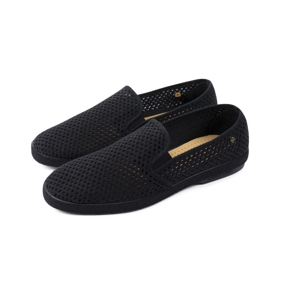Rivieras Shoes Classic Mesh Slip - On Loafer Black 3201 Mocassin handmade in Spain.