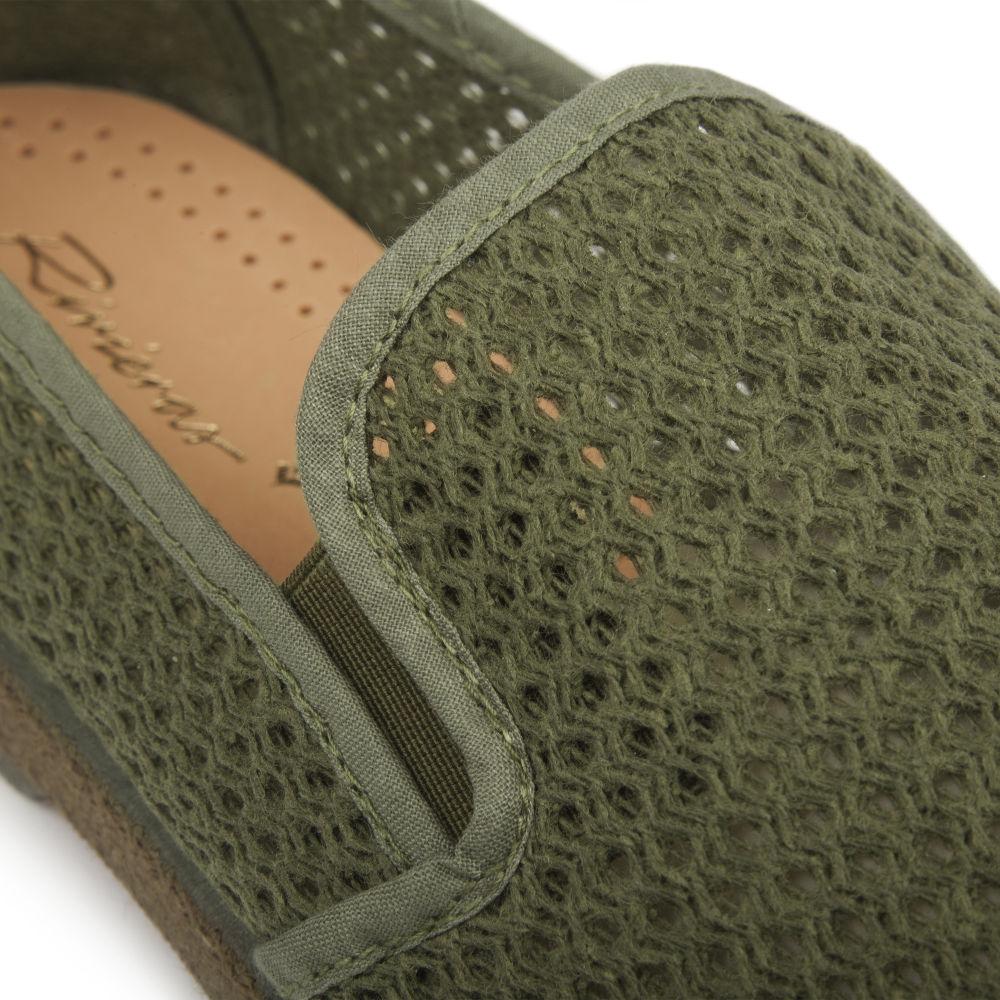 Rivieras Shoes Classic Mesh Slip - On Loafer in Army Green 3211 Mocassin handmade in Spain.