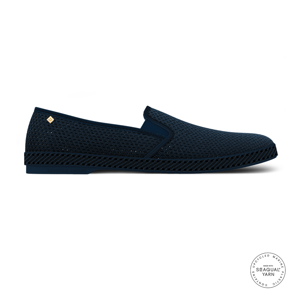 Rivieras Shoes Classic Mesh Slip - On Loafer in Navy 3204 Mocassin handmade in Spain.