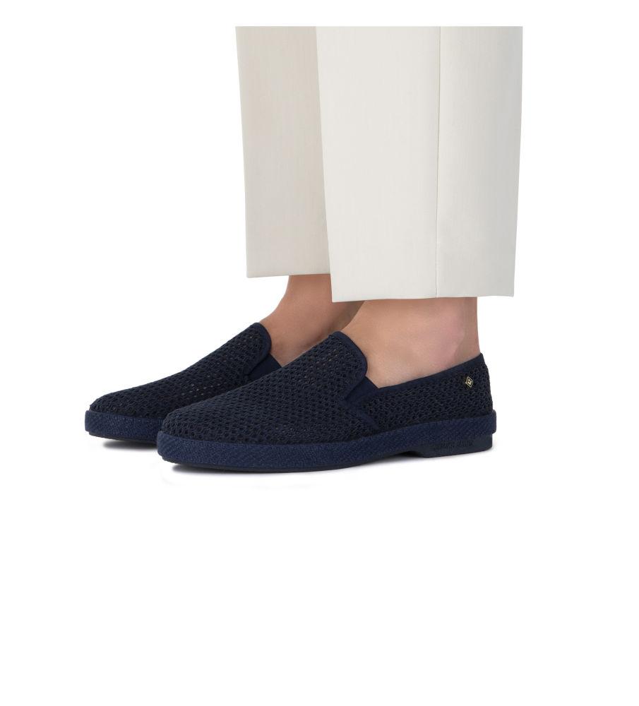 Rivieras Shoes Classic Mesh Slip - On Loafer in Navy 3204 Mocassin handmade in Spain.