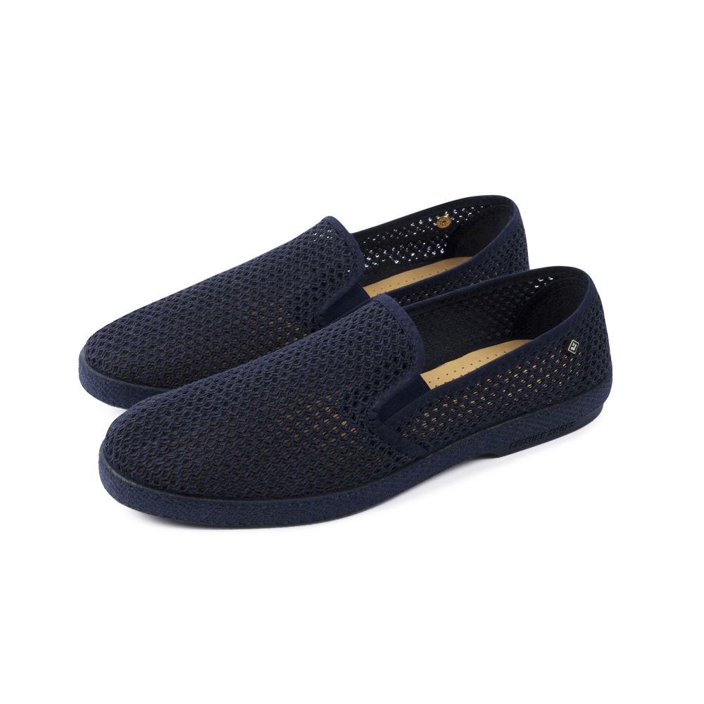 Rivieras Shoes Classic Mesh Slip - On Loafer in Navy 3204 Mocassin handmade in Spain.