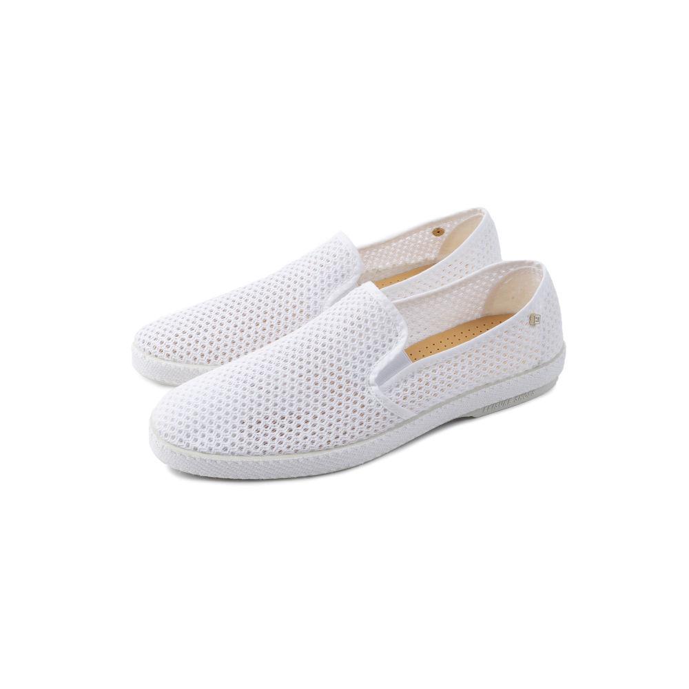 Rivieras Shoes Classic Mesh Slip - On Loafer in White 3200 Mocassin handmade in Spain.