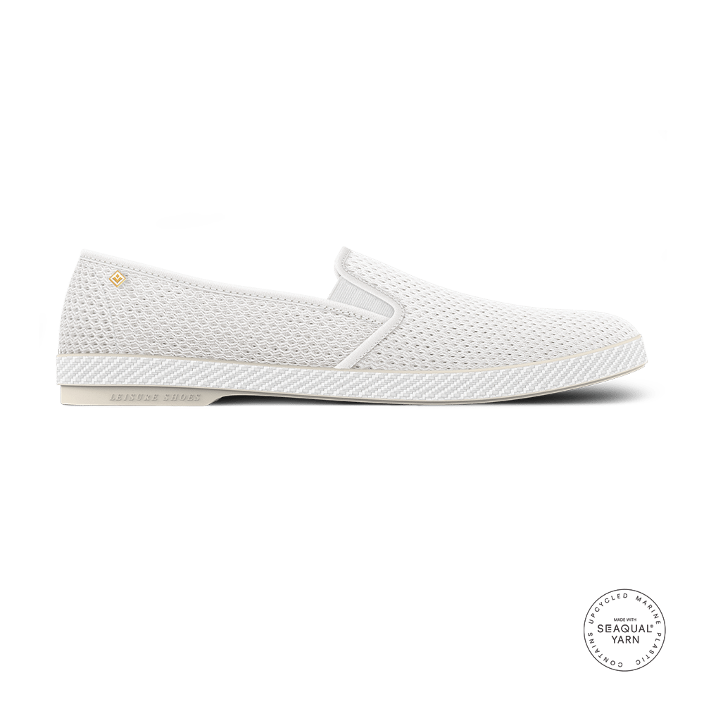 Rivieras Shoes Classic Mesh Slip - On Loafer in White 3200 Mocassin handmade in Spain.