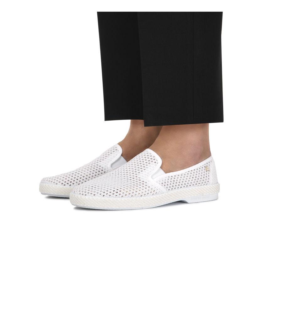 Rivieras Shoes Classic Mesh Slip - On Loafer in White 3200 Mocassin handmade in Spain.