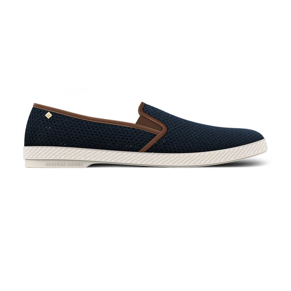 Rivieras Shoes Classic Mesh Slip - On Loafer with Imitation Leather Trim 3403 Mocassin handmade in Spain.