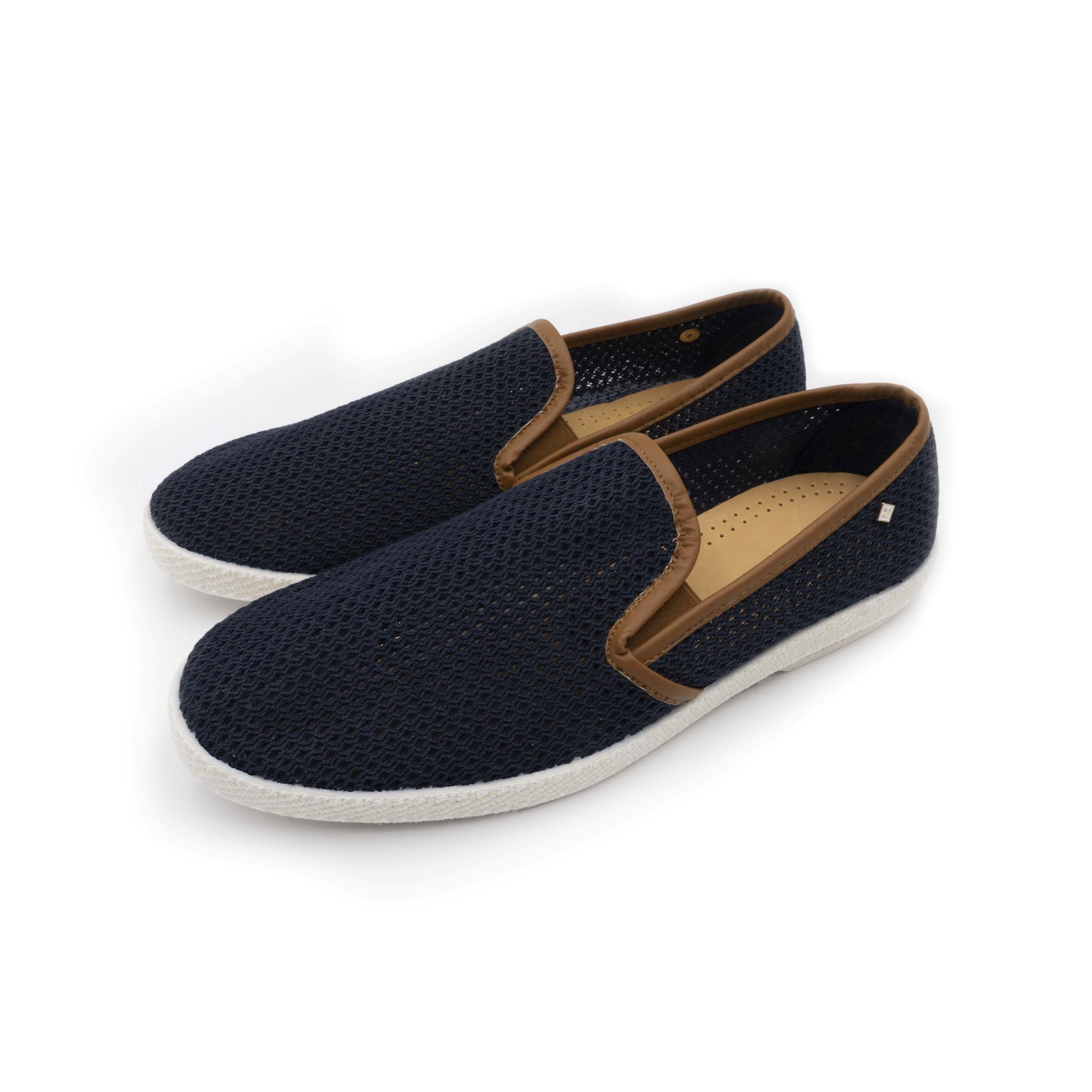 Rivieras Shoes Classic Mesh Slip - On Loafer with Imitation Leather Trim 3403 Mocassin handmade in Spain.