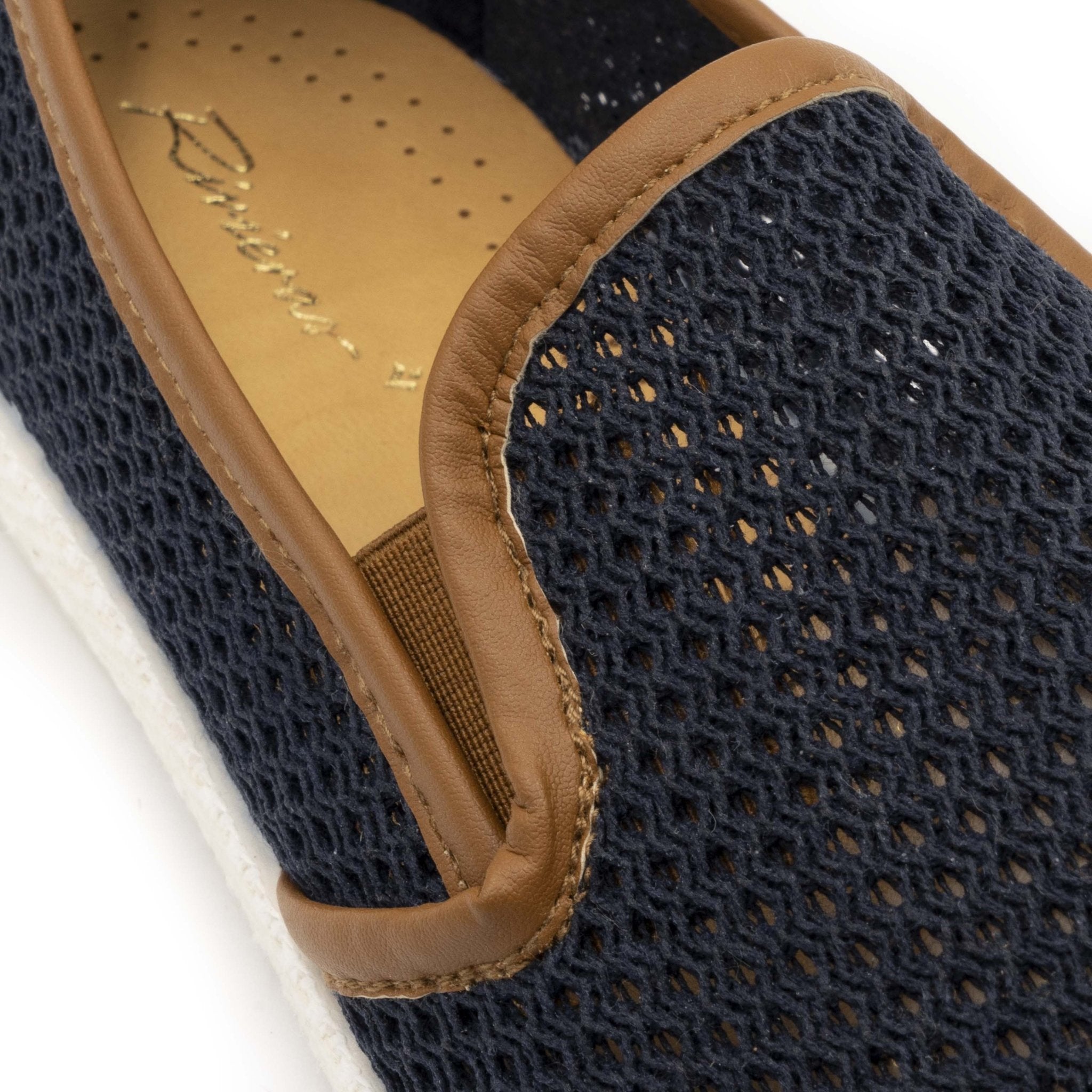 Rivieras Shoes Classic Mesh Slip - On Loafer with Imitation Leather Trim 3403 Mocassin handmade in Spain.