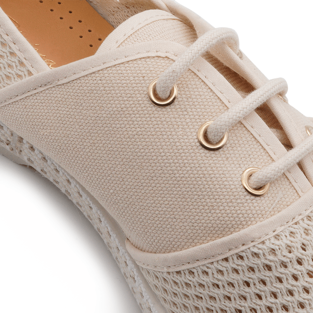 Rivieras Shoes Classic Mesh Slip - On Loafer with Laces in Cream 4022 Mocassin handmade in Spain.