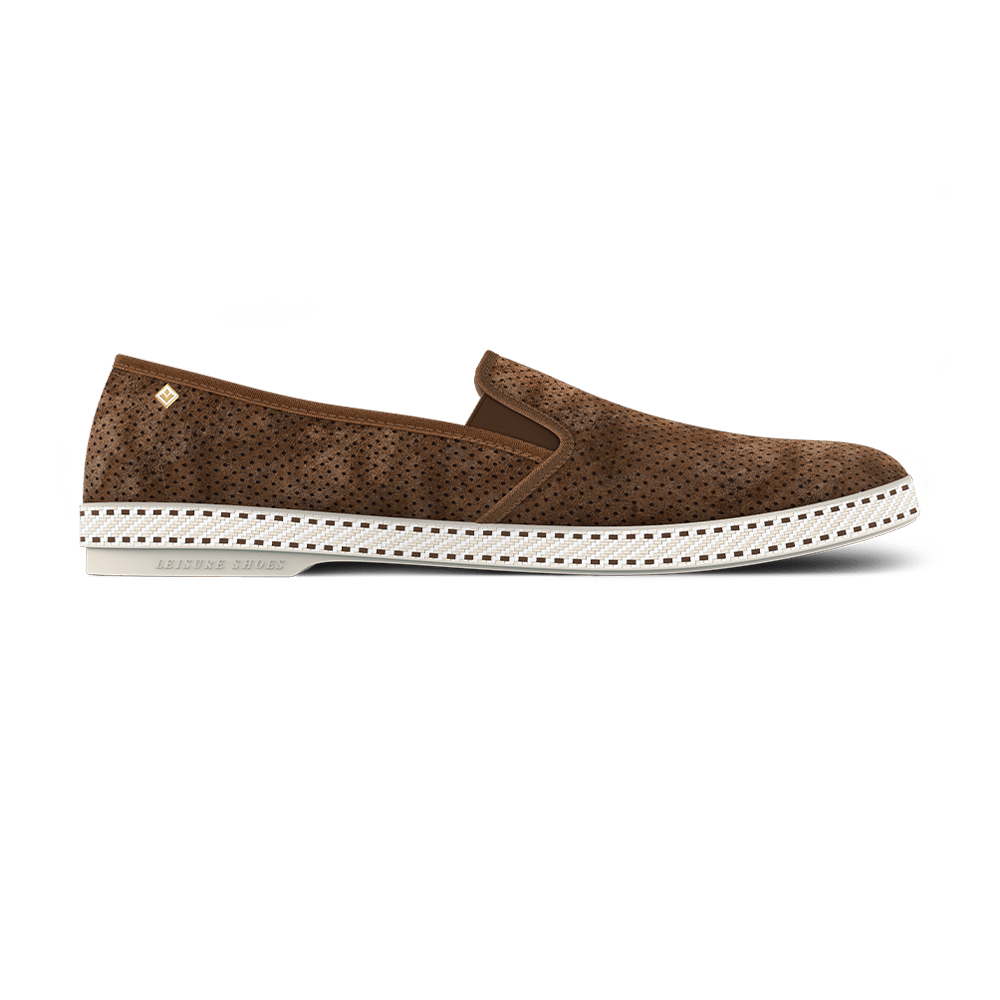 Rivieras Shoes Classic Suede Slip - On Loafer in Brown 3063 Mocassin handmade in Spain.