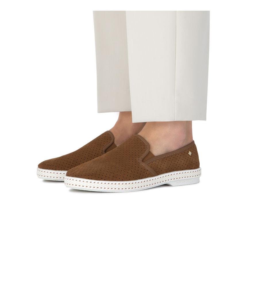 Rivieras Shoes Classic Suede Slip - On Loafer in Brown 3063 Mocassin handmade in Spain.