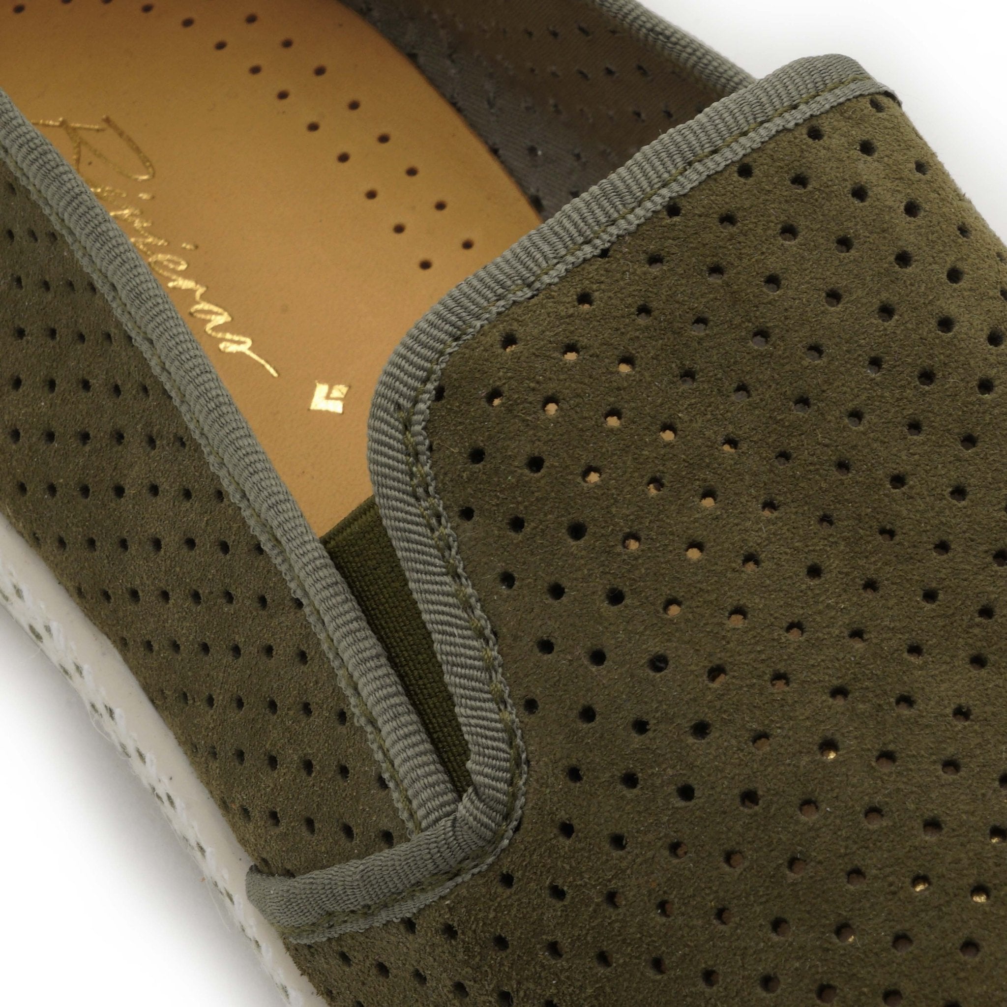 Rivieras Shoes Classic Suede Slip - On Loafer in Grey Green 3067 Mocassin handmade in Spain.