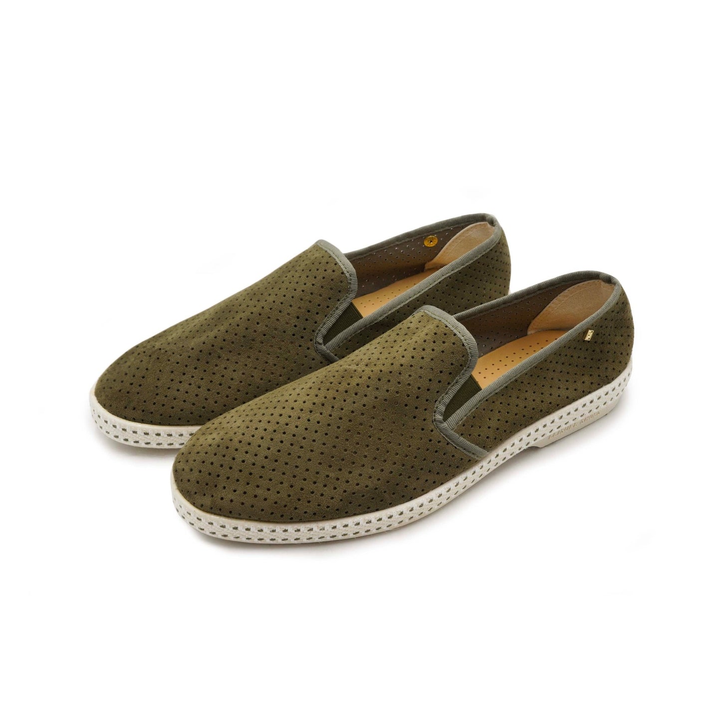 Rivieras Shoes Classic Suede Slip - On Loafer in Grey Green 3067 Mocassin handmade in Spain.