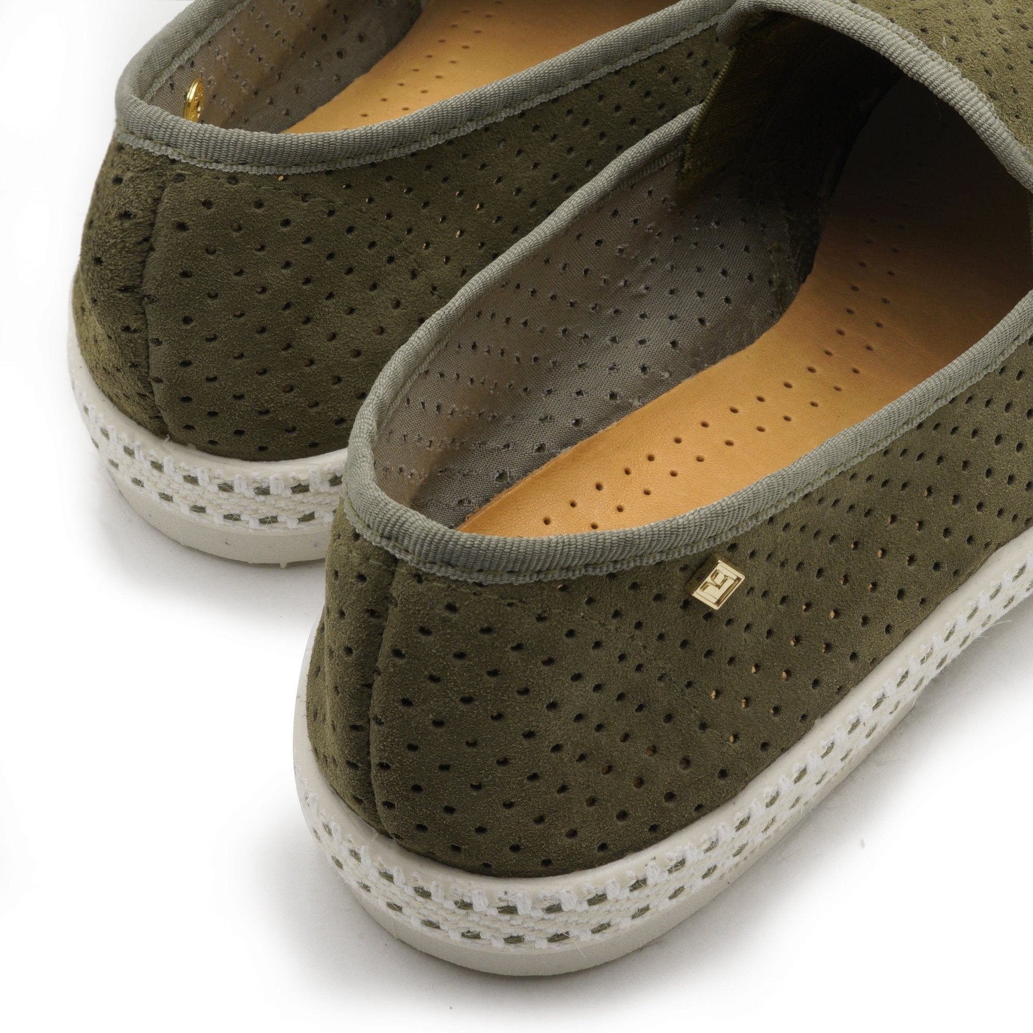 Rivieras Shoes Classic Suede Slip - On Loafer in Grey Green 3067 Mocassin handmade in Spain.