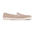 Rivieras Shoes Classic Suede Slip - On Loafer in Light Beige 3062 Mocassin handmade in Spain.