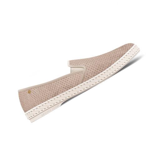 Rivieras Shoes Classic Suede Slip - On Loafer in Light Beige 3062 Mocassin handmade in Spain.
