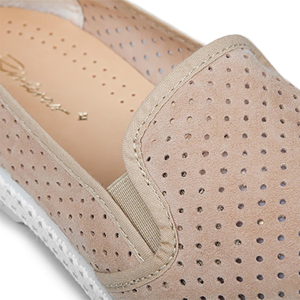 Rivieras Shoes Classic Suede Slip - On Loafer in Light Beige 3062 Mocassin handmade in Spain.