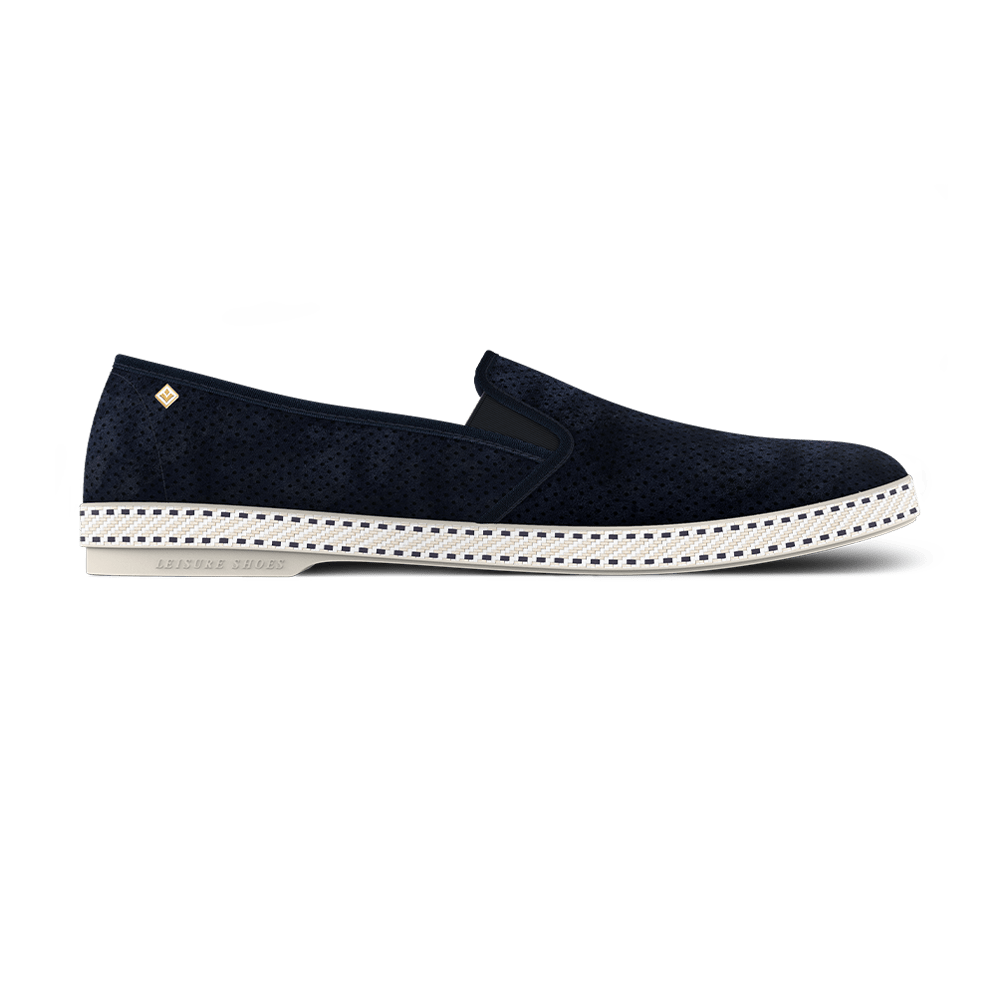 Rivieras Shoes Classic Suede Slip - On Loafer Navy 3064 Mocassin handmade in Spain.