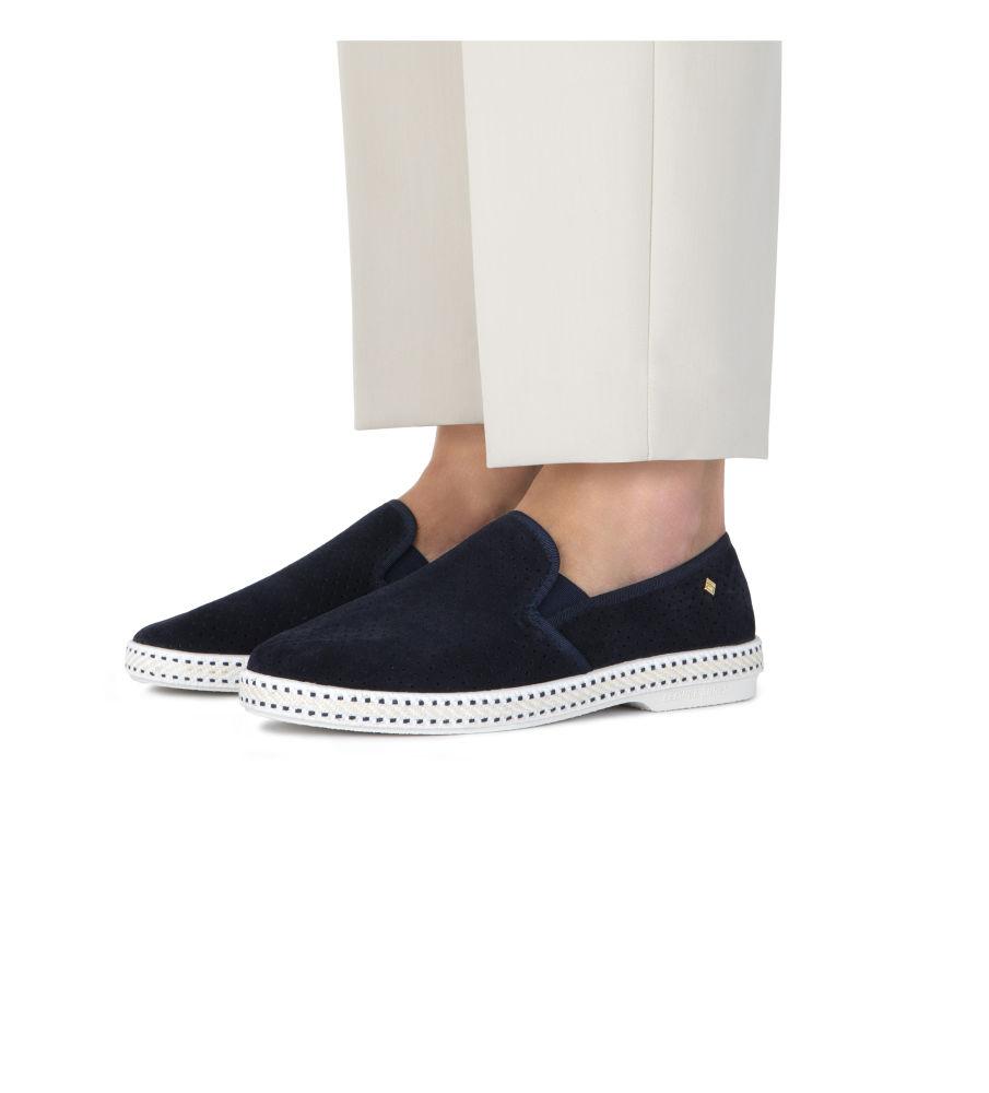 Rivieras Shoes Classic Suede Slip - On Loafer Navy 3064 Mocassin handmade in Spain.