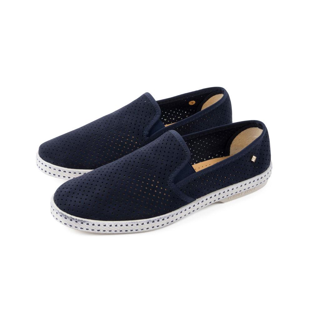 Rivieras Shoes Classic Suede Slip - On Loafer Navy 3064 Mocassin handmade in Spain.