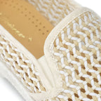 Rivieras Shoes Classic Woven Cotton Slip - On Loafer in Beige 3144 Mocassin handmade in Spain.