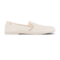 Rivieras Shoes Classic Woven Cotton Slip - On Loafer in Beige 3144 Mocassin handmade in Spain.