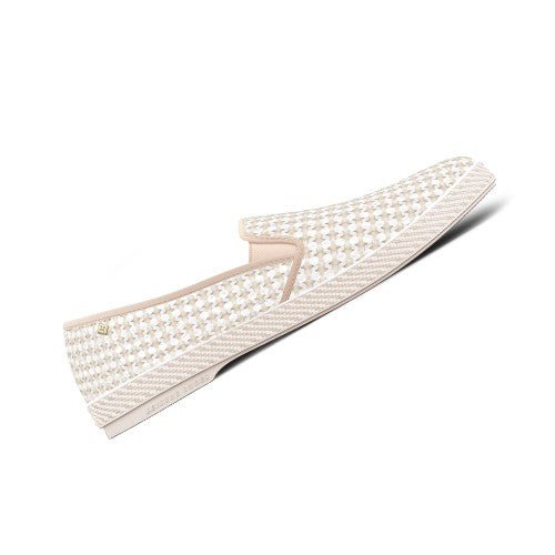 Rivieras Shoes Classic Woven Cotton Slip - On Loafer in Beige 3144 Mocassin handmade in Spain.