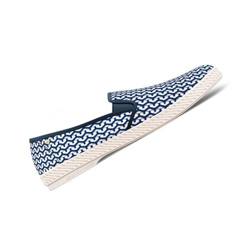 Rivieras Shoes Classic Woven Cotton Slip - On Loafer in Navy & White 3133 Mocassin handmade in Spain.