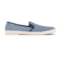 Rivieras Shoes Classic Woven Cotton Slip - On Loafer in Navy & White 3133 Mocassin handmade in Spain.